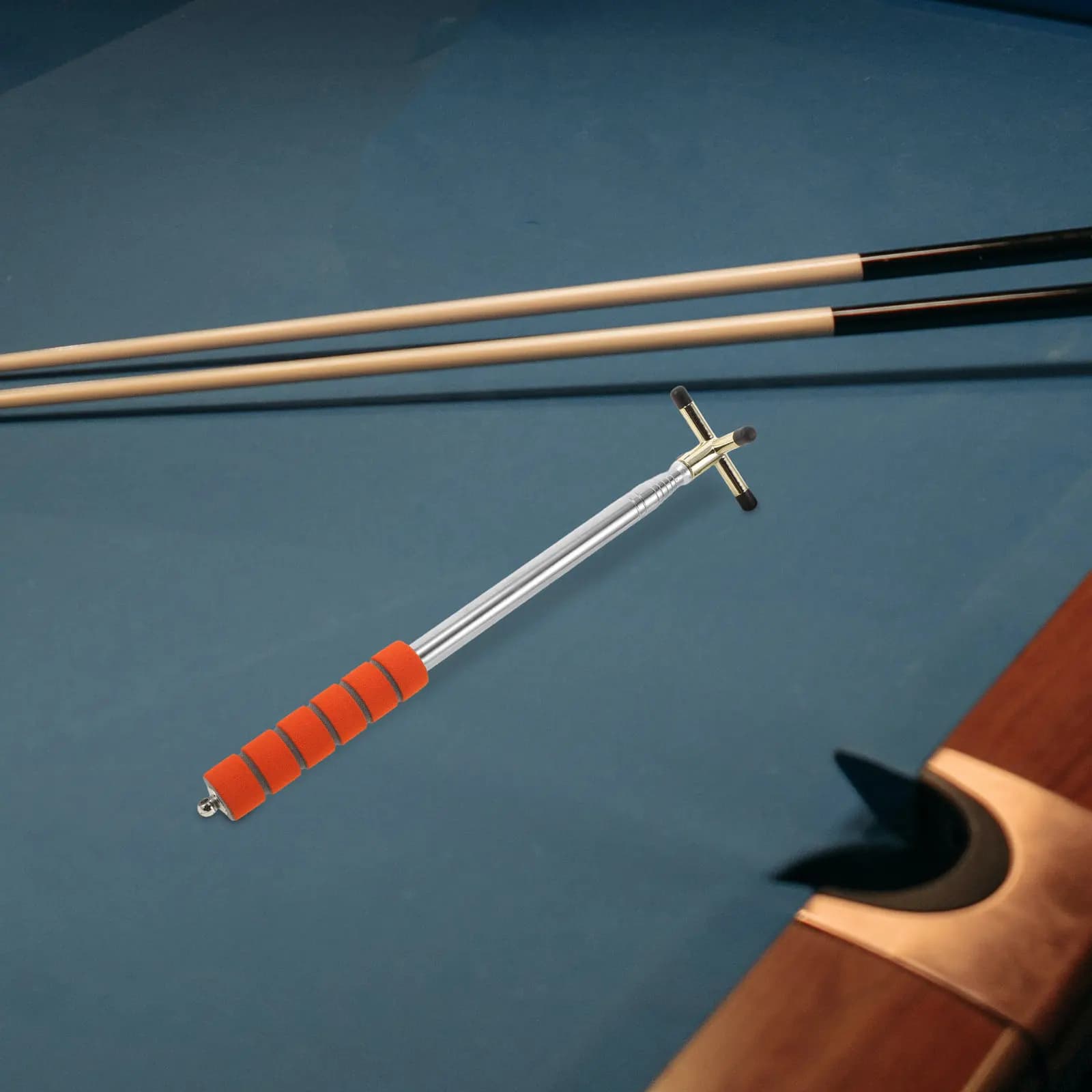 Stecca da Biliardo Retrattile in Acciaio Inossidabile con Impugnatura Antiscivolo, Supporto Portatile per Stecca da Biliardo e Snooker