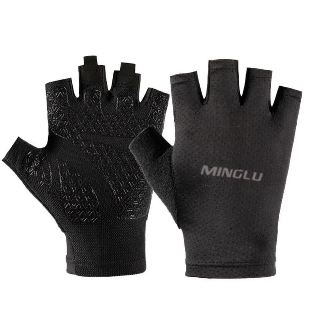 1 Pair Light Weight Half Finger Cycling Gloves Anti-Slip Padded Fitness Fingerless Gloves Breathable Protective Cycling Gloves