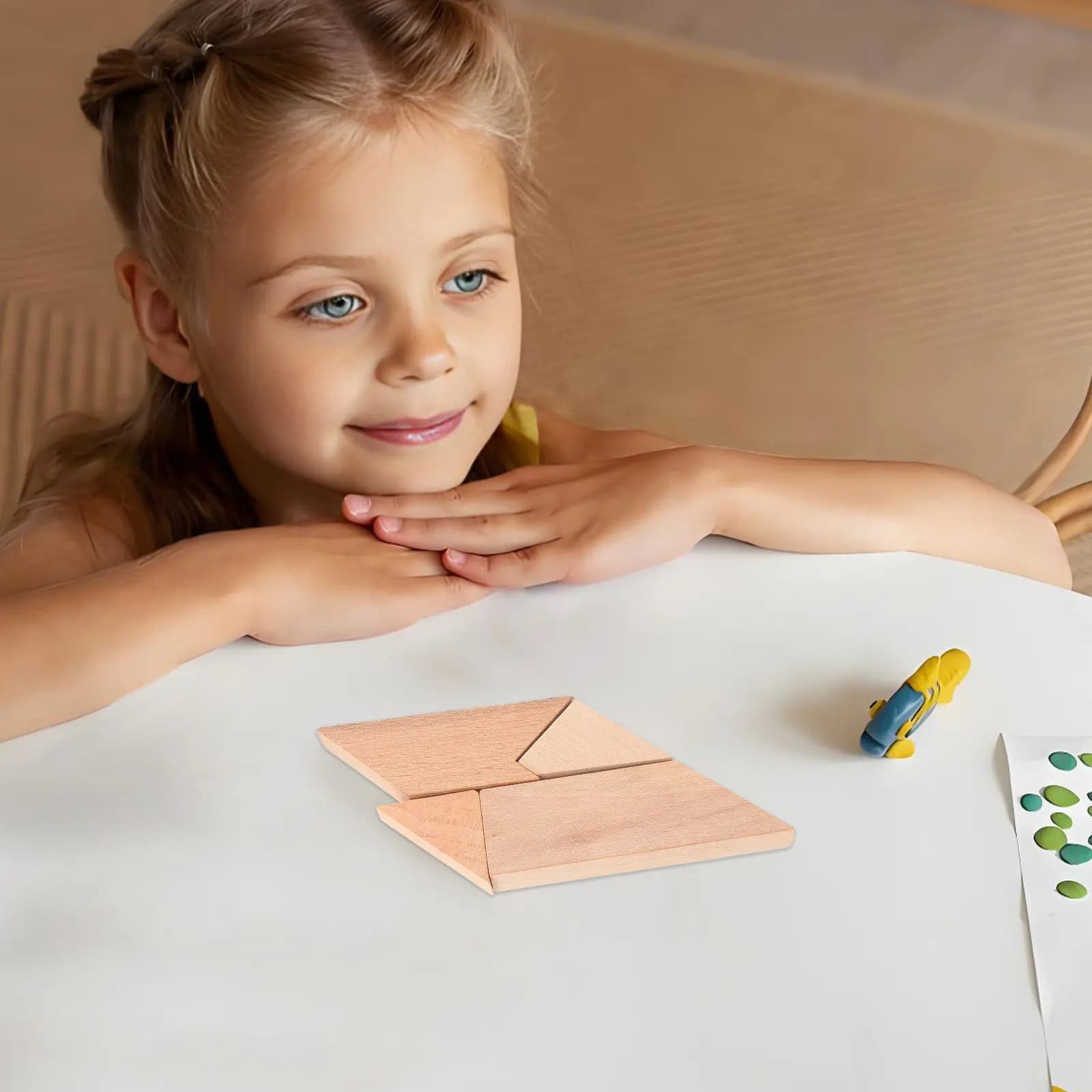 Set di 4 Puzzle a T in Legno di Faggio, Rompicapo Educativo per Risoluzione di Problemi, Coordinazione Occhio-Mano, Ragionamento Spaziale, Apprendimento Divertente