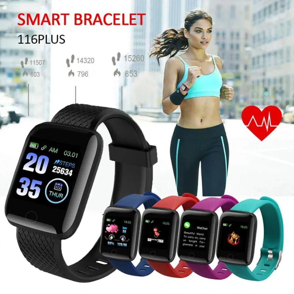 Donna Smart Watch Uomo Polsino sportivo Monitoraggio fitness Pista Frequenza cardiaca Promemoria chiamate Messaggio Push Smartwatch Meteo Bambini