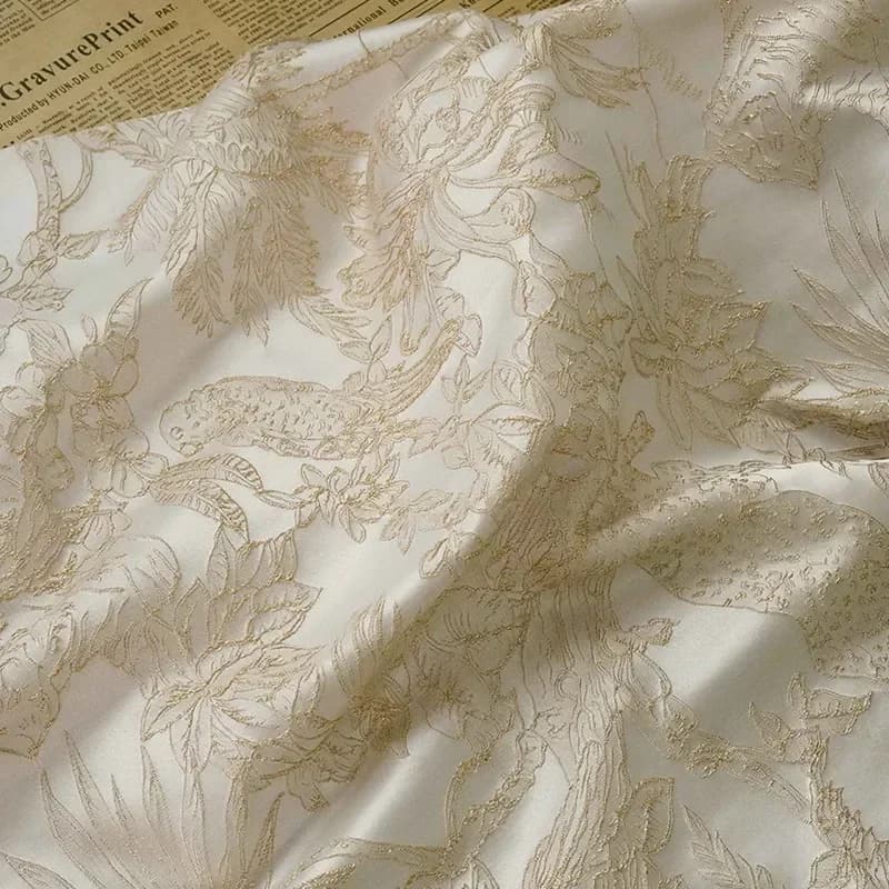 Flower and Bird Jacquard Fabric Chinese Style Women's Vest Jacket Dress Decorative Sewing Fabric