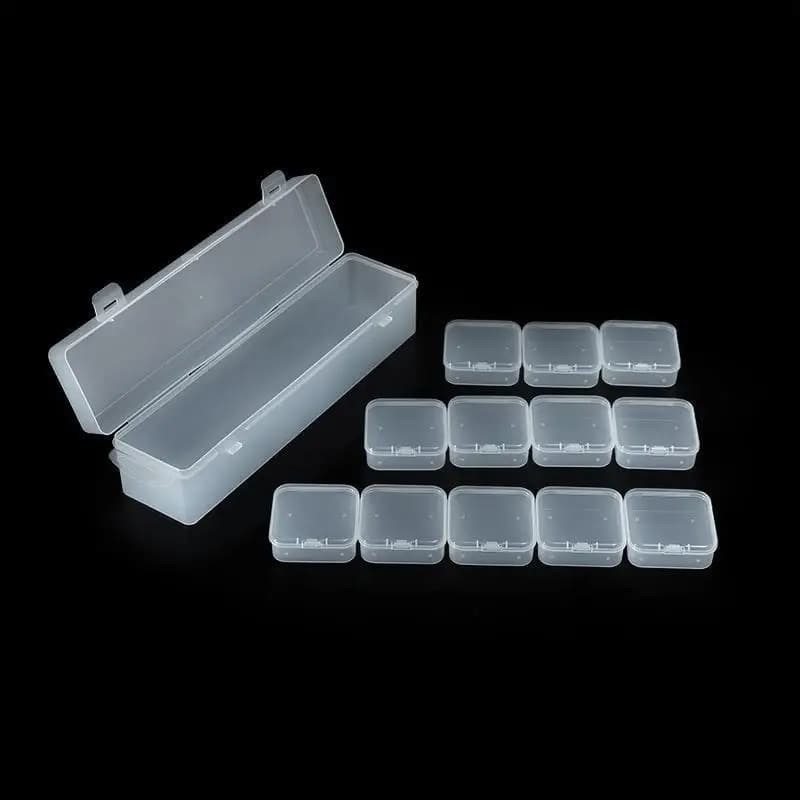 Bead Organizer Box 12Pcs Small Clear Plastic Bead Storage Containers With Hinged Lid For Storage Crafts Jewelry Organizer