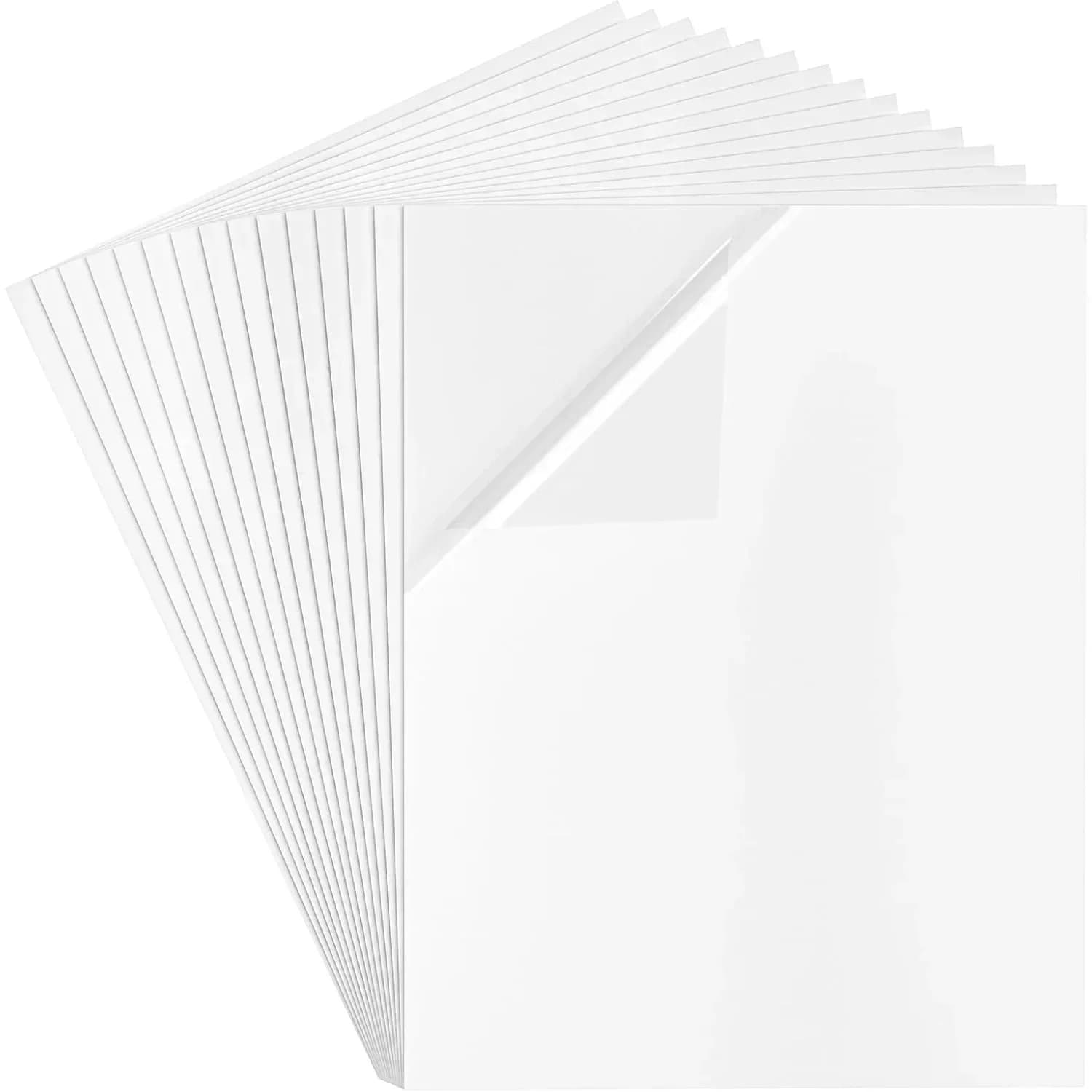 20 fogli di carta adesiva per trasferimento a sublimazione trasparente lucida impermeabile 8.5x11 pollici per adesivi personalizzati, sottobicchieri, decalcomanie, etichette