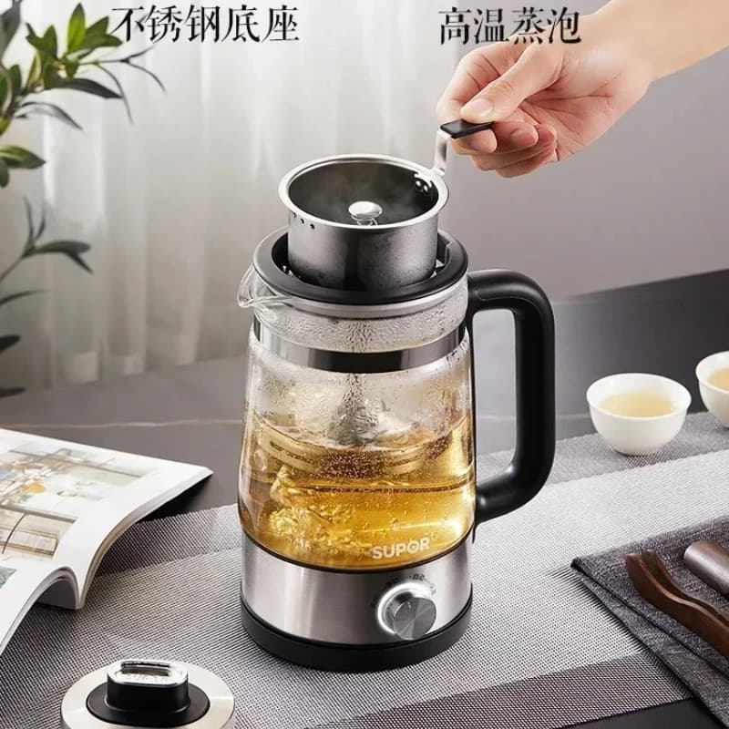 Home tea maker. Electric kettle with automatic teapot brewer Steam spray New style electric kettle Stylish tea brewing appliance
