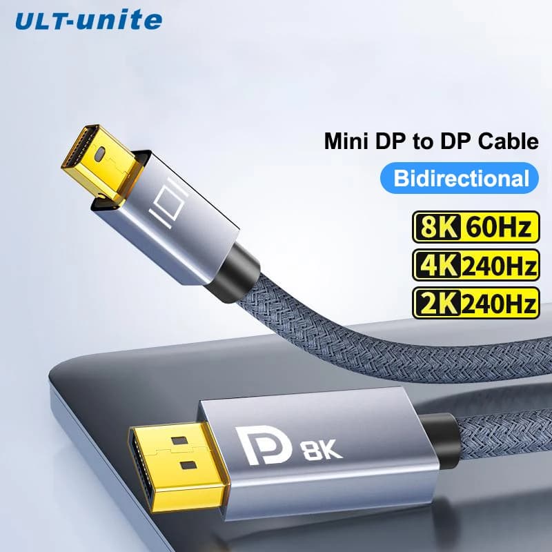 Cavo Mini DisplayPort a DisplayPort 8K, cavo bidirezionale da DP a mini DP per MacBook Pro/Surface Pro/Monitor, cavo per accessori VR