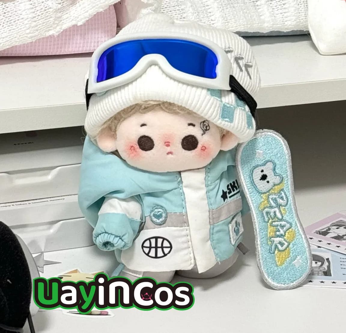 10 centimetri 15 centimetri 20 centimetri bambola vestiti da sci tavola da sci occhiali moda cappello vestito farcito peluche accessori bambola di peluche anime giocattolo per bambini