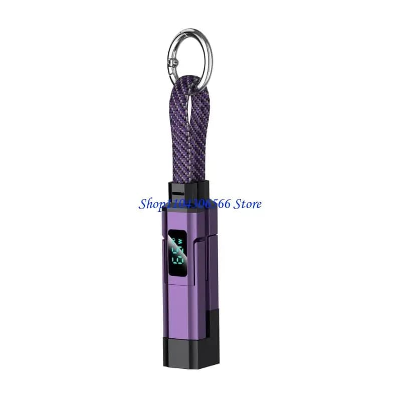 02DD Keychain USB C Charging Cable Zinc Alloy Digital Display for Multiple Device