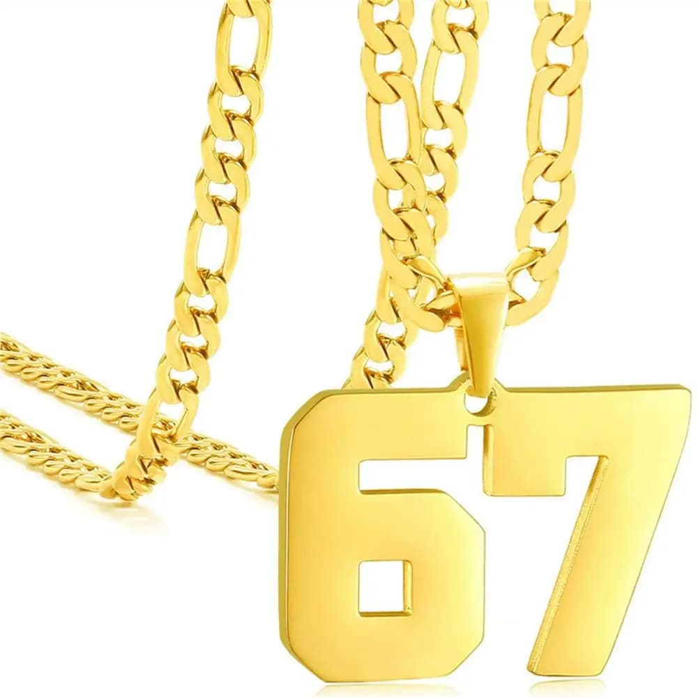 Custom Necklace Number 67 for Men Football Baseball Athletes Jersey Numbers 00-99 by Name Charm Gift Jewelry Custom