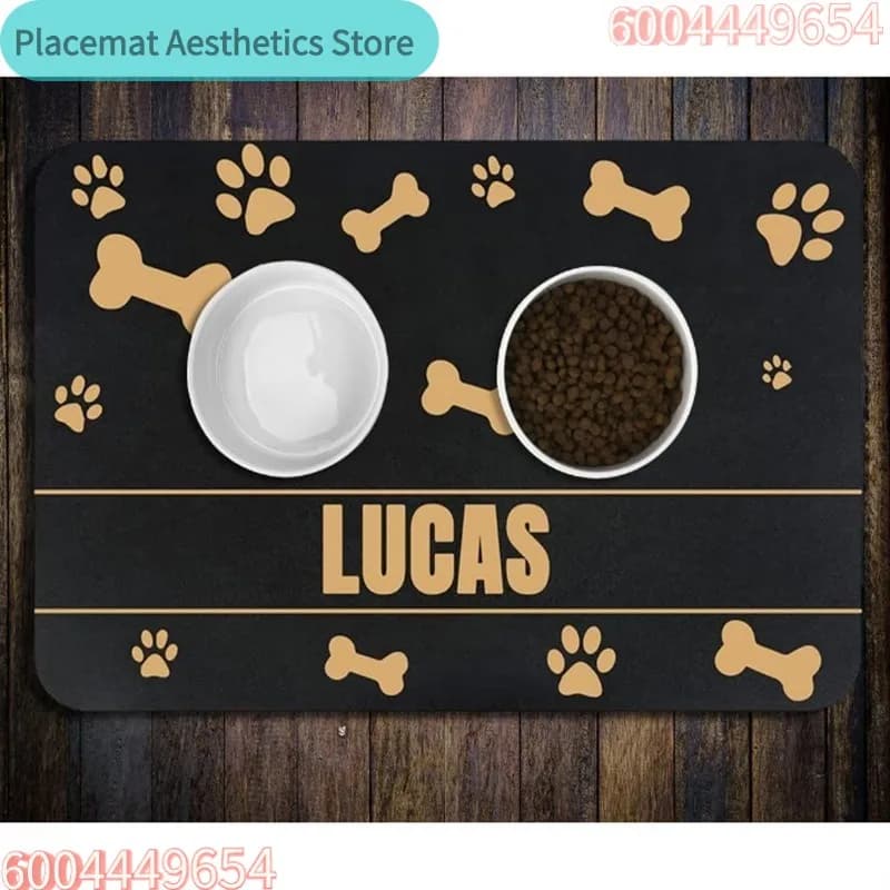 Tappetino Super Assorbente per Alimentazione Animali Domestici, Motivo Osso di Cane, Asciugatura Rapida, Antiscivolo, Impermeabile, Tappetino da Cucina, Sottobicchiere per Ciotole di Cani e Gatti