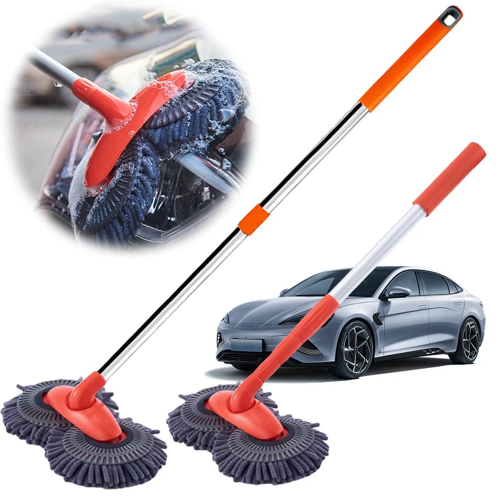 Mop per auto testa a doppia spazzola maniglia per allungamento spazzola per autolavaggio manico lungo Mop per la pulizia del parabrezza manutenzione per la pulizia della finestra del tetto