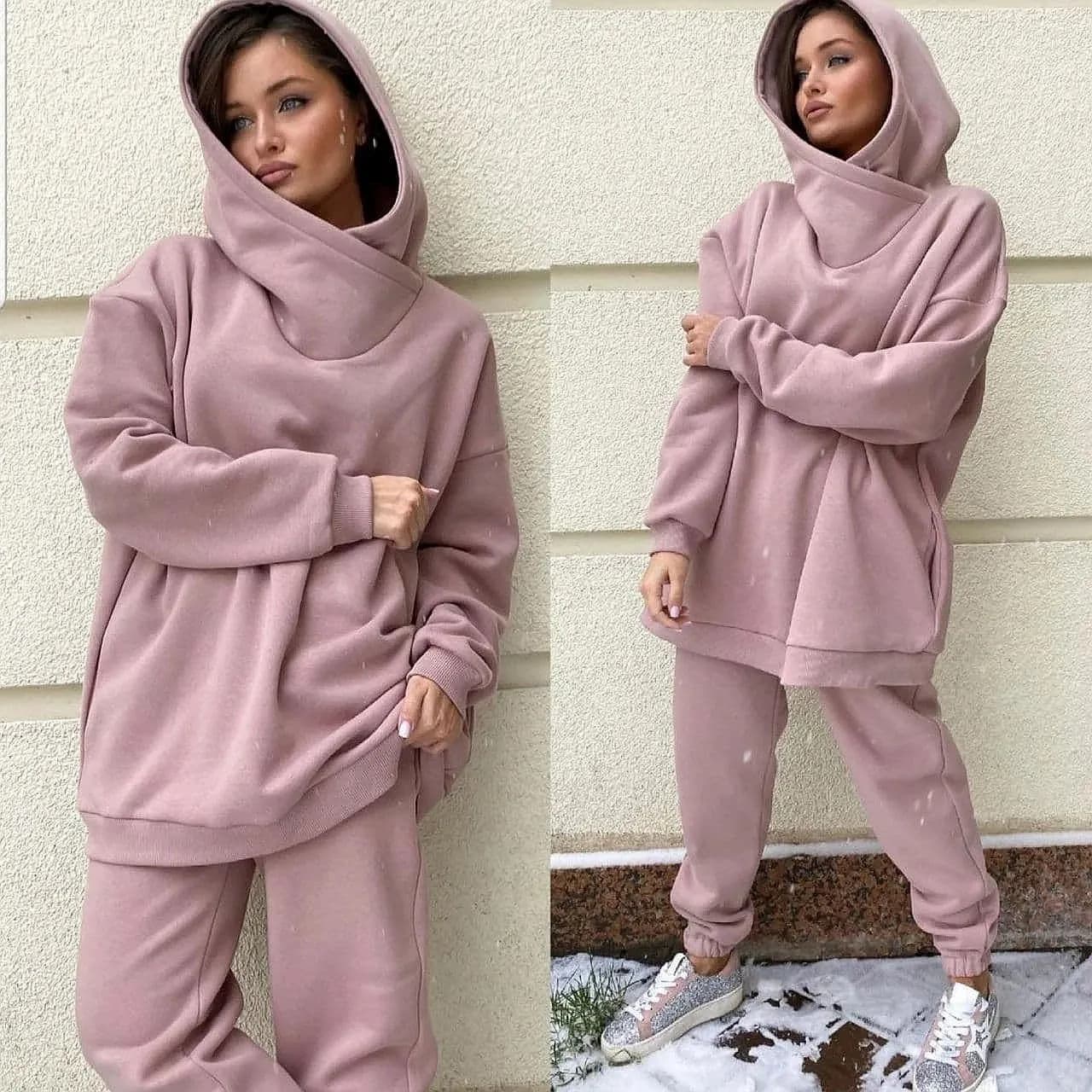 Fashion Hoodies Two Piece Set Women Casual Sweatshirt Matching Set Jumpsuit Playsuit