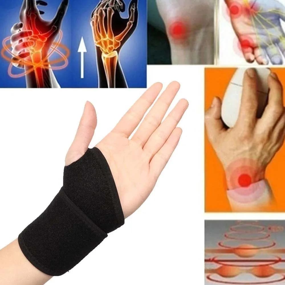 Fascia Magnetica Autoriscaldante per Polso, Supporto Riscaldato per Mani, Fascia di Sostegno per Tunnel Carpale, Bendaggio per Polso