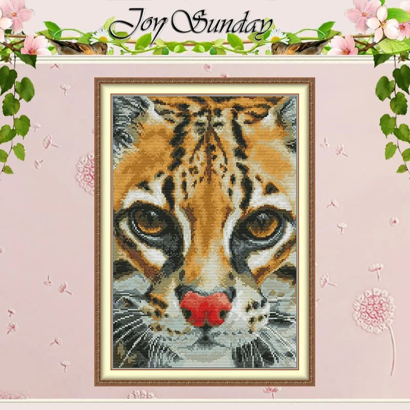 Little Leopard Cat Patterns Counted Cross Stitch Set DIY 11CT 14CT 16CT HD Stamped DMC Cross-stitch Kit Embroidery Needlework