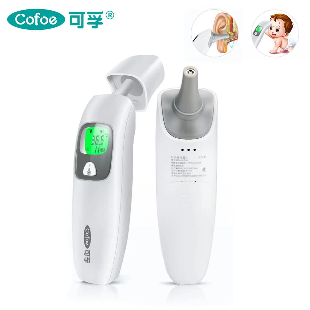 Cofoe Termometro digitale per fronte e orecchie 2 in 1 Termometro medico senza contatto per neonati/adulti ±0,1 ℃ Misura precisa della temperatura