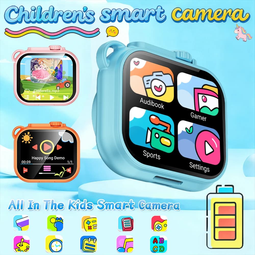 2026 Children's Smartwatch With Camera Video Record Photo 1.85" HD Display Watch Storybooks Vocabulary Learning Game Alarm Clock