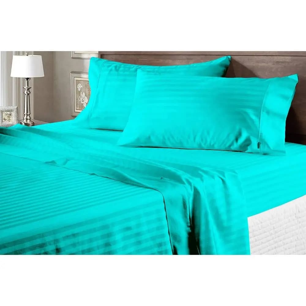 Set di lenzuola in cotone organico 100% pesante a trama percale 1500 TC, 6 pezzi (1 lenzuolo con angoli, 1 lenzuolo piatto, 4 federe) per materasso da 16-20'' completamente elastico