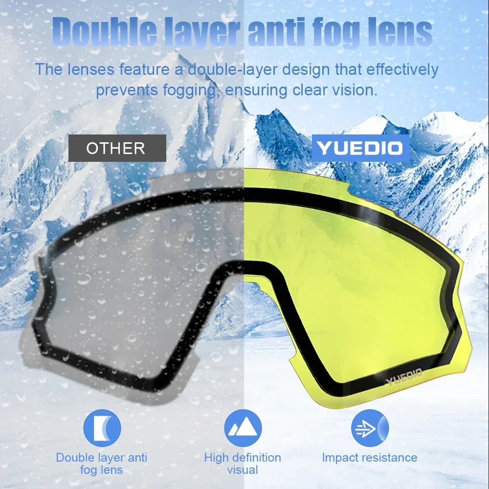 Occhiali da Sci UV400 Antiappannamento, Occhiali da Sole Multifunzionali per Sport sulla Neve con Lenti Sferiche Completamente Rivestite per Uso Esterno