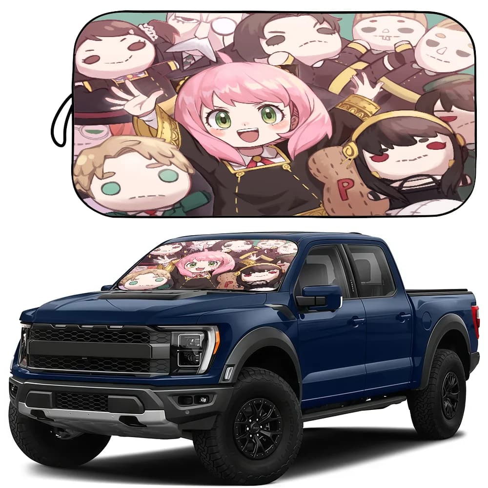 Anime Spy X Family Anya Forger Auto Parasole Parabrezza Anteriore Rivestimenti Blocker Protezione Auto Finestra Visiera Uomini Donne SUV Camion