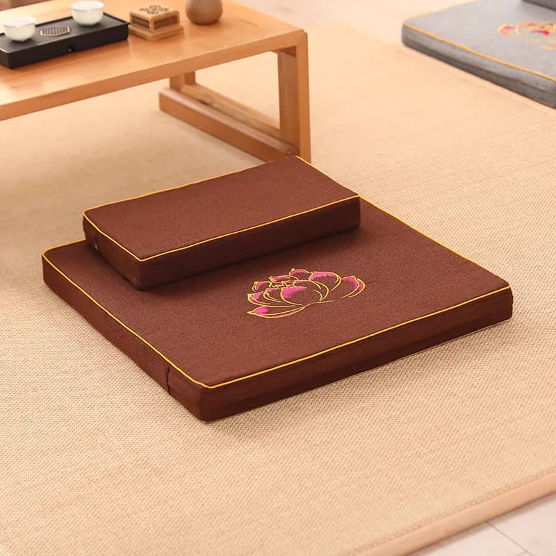 Cuscino da meditazione in lino ispessito Zafu, copertura lavabile rimovibile, tappetino per sedersi in tessuto di preghiera buddista per yoga domestico