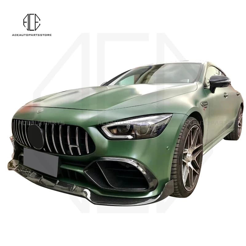 For Benz AMG GT50 GT53 4 Door Real Carbon Fiber Front Lip Splitters Rear Diffuser With Exhaust Tips Side Skirt Spoiler