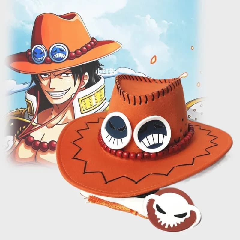 Halloween Ace Cap Cosplay Anime giapponesi Cartoon One Piece Costumi Cosplay Cowboy Cappello arancione Regali per uomini e donne adulti