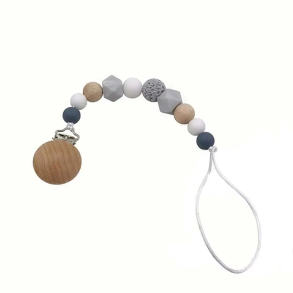 Porta succhietto in legno regolabile Clip per ciuccio per bambini per bambini Catena per ciuccio per bambini Clip per porta ciuccio Cinghie per massaggiagengive per bambini