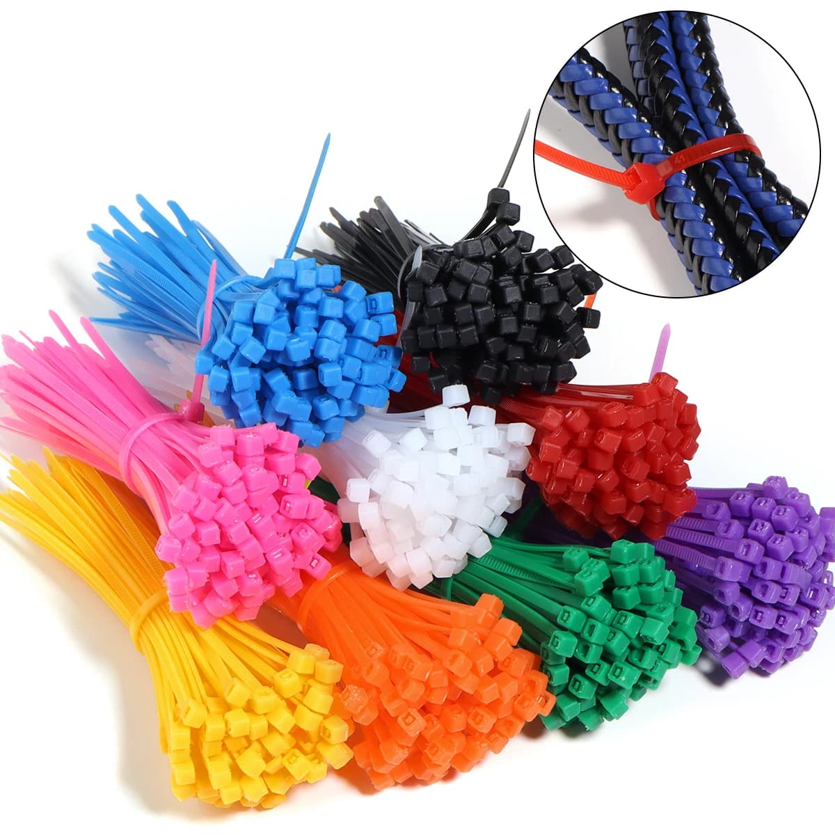 100 pz/lotto Autobloccante Fascetta In Nylon di Plastica Colorata Zip Avvolge Cinghia Fascette In Nylon Fascette Set Anello di Fissaggio Loop Wire Wrap