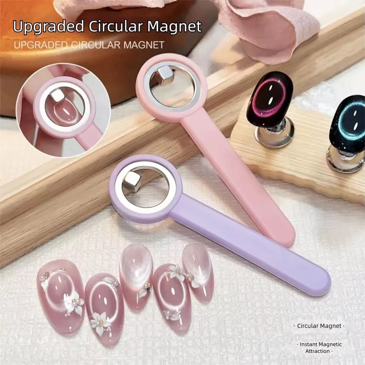 Bacchetta Magnetica Occhio di Gatto Black Hole, Magnete Occhio di Gatto Cavo Potenziato, Magnete ad Anello Forte, Assistente Magnetico Fai da Te per Nail Art, Design Unghie