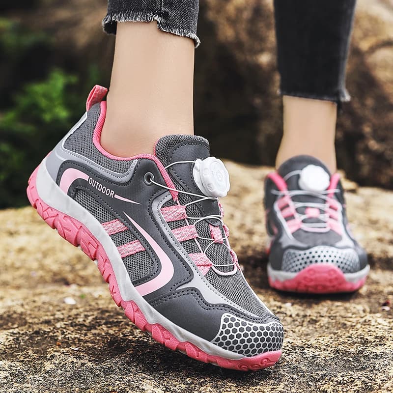 Women's Breathable Trekking Shoes Non-slip Trekking Shoes Casual Women's Gymnastics Outdoor With Rotating Buckle In Hunting Network