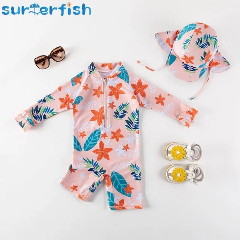 2023 Fashionable swimming set for kids Swimwear for kids Surfing costume Swimming pool Beach swimsuits + Hooded suit