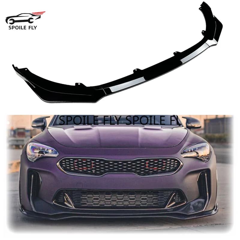 Kit Spoiler Front for Kia Stinger GT EX Hatchback 4 Doors 2018 and Next, ABS Bumper Deflector