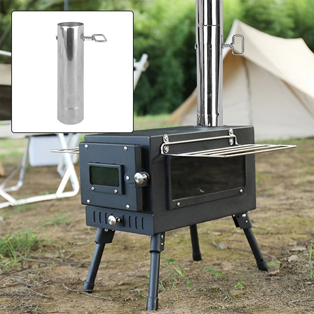 60mm Wood Heater Fireplace Adjustable Stainless Steel Straight Fireplace Tube For Camping