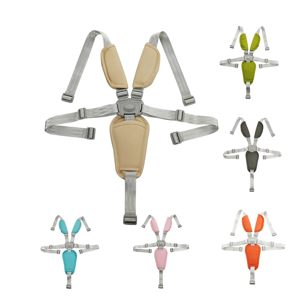 Children's harness for stroller chair chair high chair 5 points safety belt regular length PU leather shoulder PAD universal