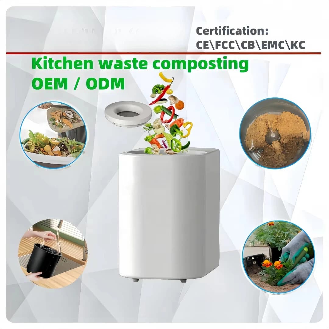 2.5L Food Waste Composting Machine Kitchen Waste Composter Automatic Indoor Compost Bin Odor Control With Magnetic Lid