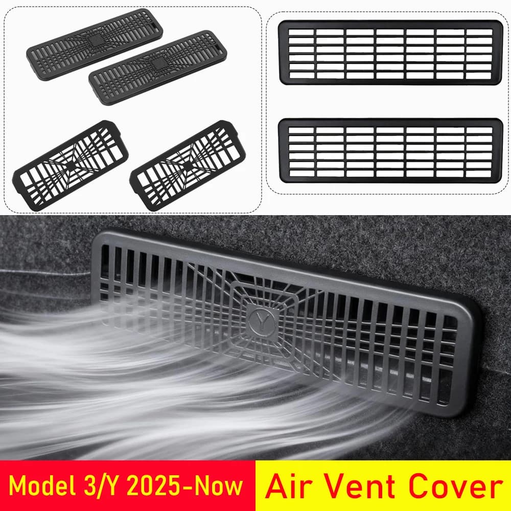 Under the cover of the vent of the seat for Tesla Model 3 Y Juniper 2025 2026 Air Conditioner Protection Rear Seat Air vent Grill Accessories