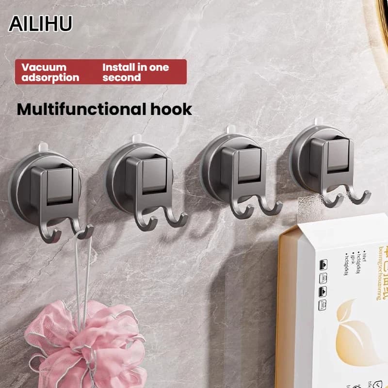 Vacuum Suction Cup Hooks Removable Heavy-Duty Suction Hook for Bathroom Kitchen Tissue Hanger Home Storage Organizer