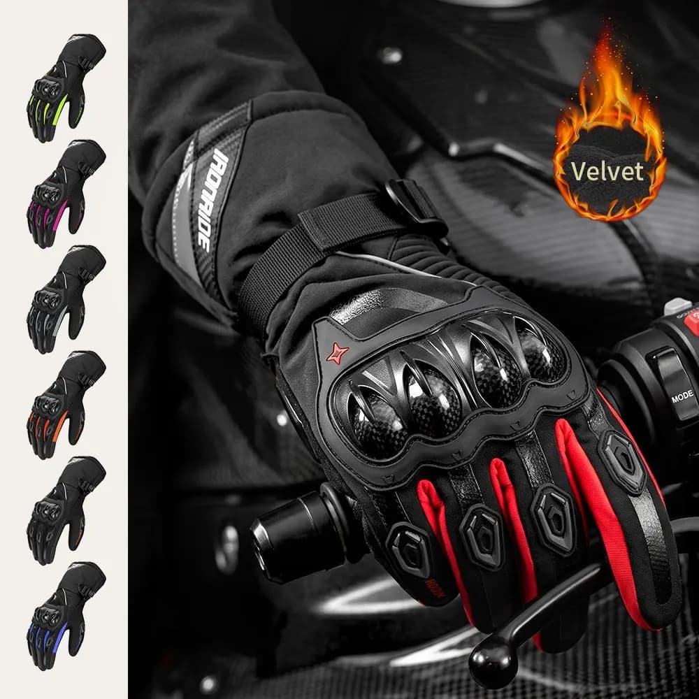 Winter Men's Motorcycle Gloves Windproof Warm Motorbike Full Finger Gloves Touch Screen Motocross Riding Gloves Non-slip M-2XL