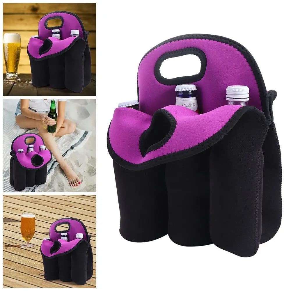 Copri tazza 6 bottiglie Porta lattine Tote Neoprene antiscivolo Porta birra Borsa tote isolata con manico Copri bottiglia d'acqua da viaggio