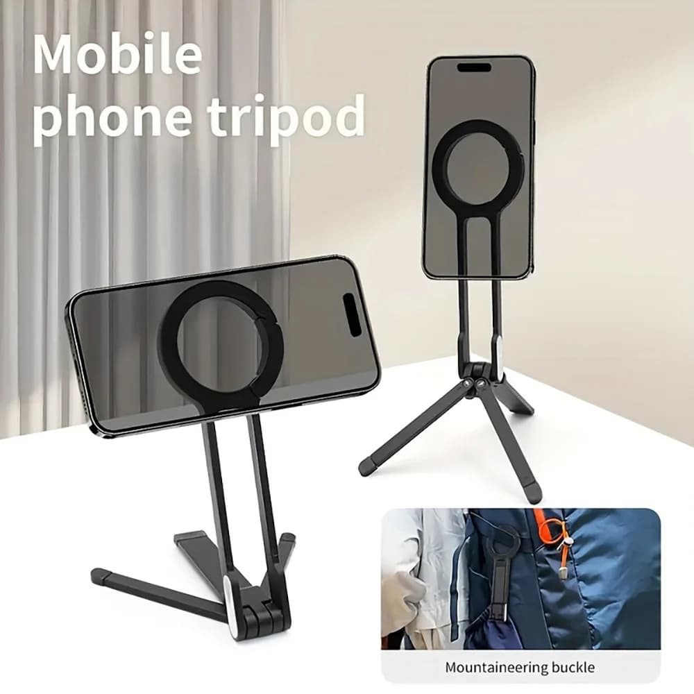 Carabiner Mobile Phone Tripod Magnetic Holder Stand Desktop Universal Adjustable Foldable Bracket For iPhone 18 Pro Max 17 16 15