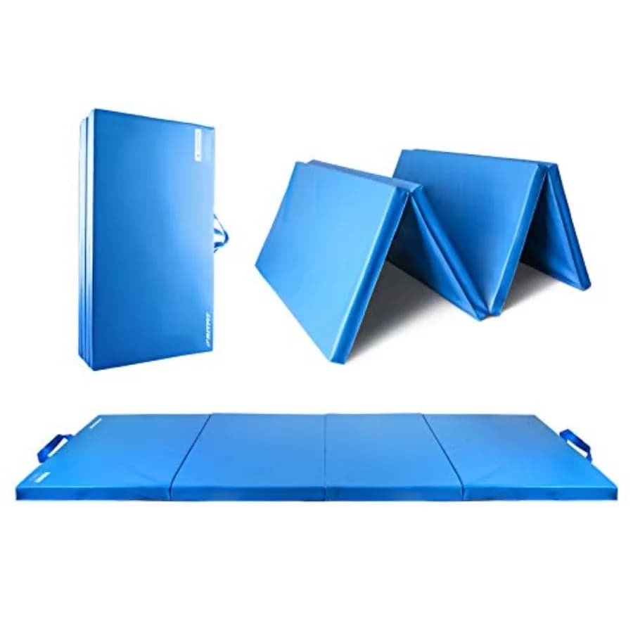 Tappetino Pieghevole per Esercizi Migliorato, Spessore 2 Pollici, Disponibile in Diverse Misure con Maniglie per il Trasporto, per Yoga, MMA, Stretching e Allenamento Core