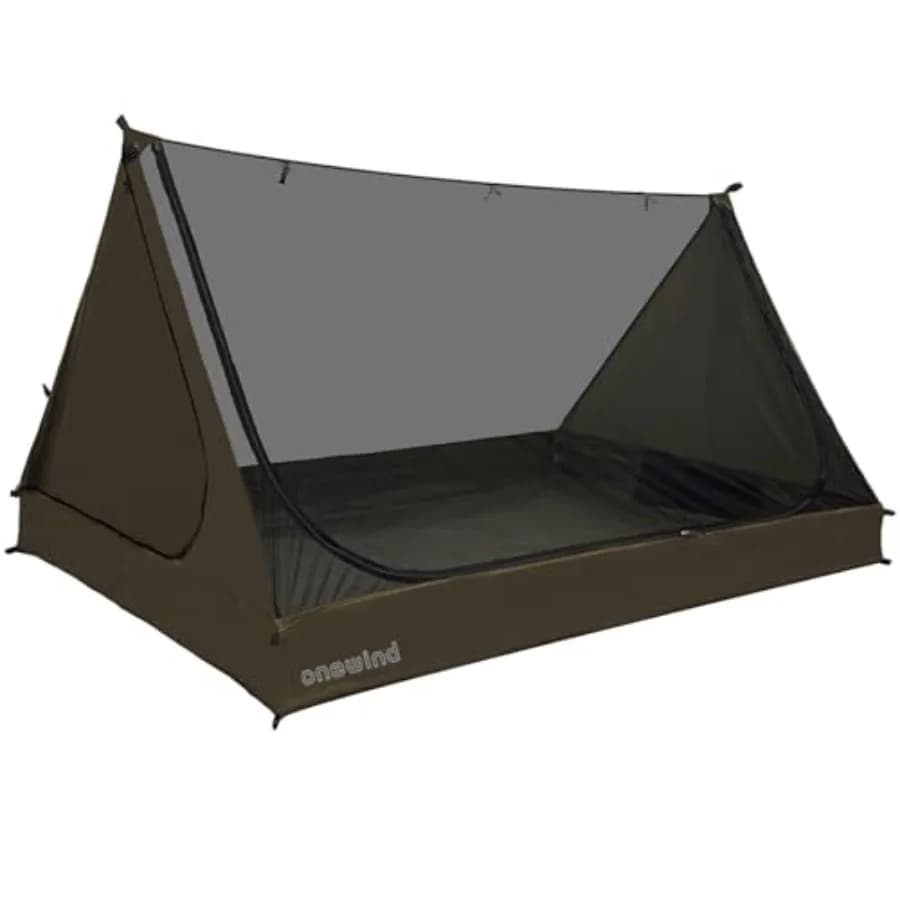 Tenda a Rete per 2 Persone con 2 Aperture, Tenda Interna per Tarp, Tenda Ultraleggera per Trekking con Palo, Tenda a Rete per Backpacking Impermeabile