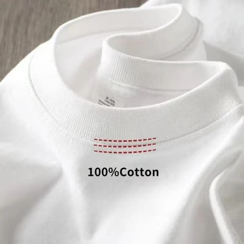 T-shirt Bianco Puro 200g Pesante da Uomo, Estivo, in Puro Cotone, a Maniche Corte, Nuovo Modello Uomo e Donna, Streetwear