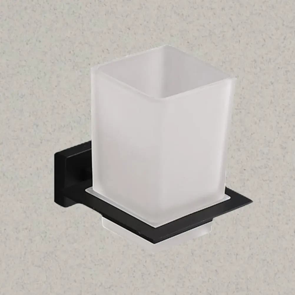 Toothbrush and Toothpaste Holder Zinc Alloy Bracket Square Cups for Bathroom Kitchen Keep Washroom Tidy Clean Modern Minimalist