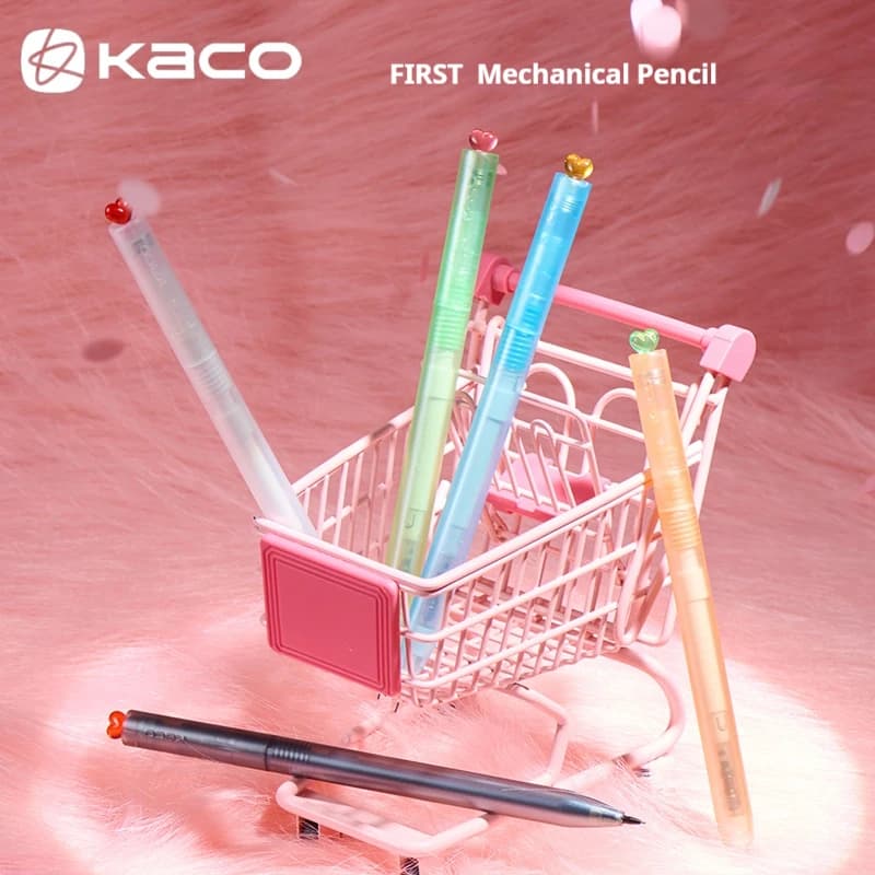KACO FIRST Mechanical Pencil Rotating Automatic Core Creative Transparent Color Pen Holder,0.5mm Writing Exam Stationery Pencil