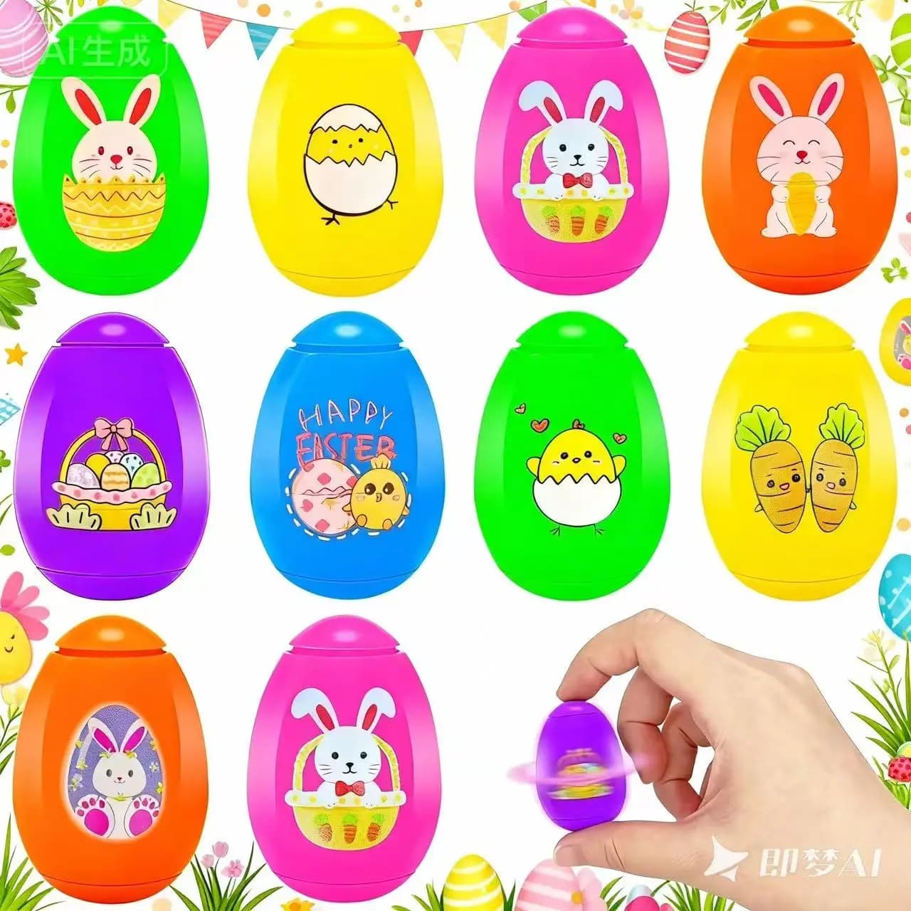 10-30 pezzi divertenti girelle per uova stampate pasquali, festa di Pasqua compleanno carnevale scuola asilo regalo cestino confezione regalo riempitivo