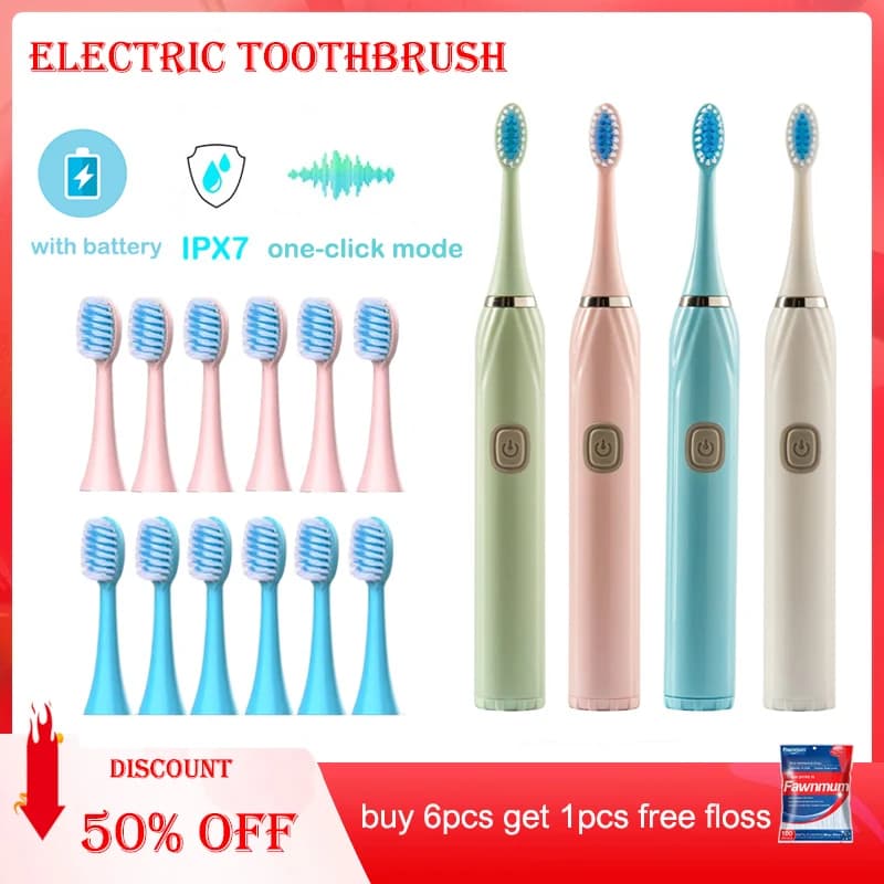 IPX7 waterproof sonic toothbrush Deep Clean Whitening DuPont bristles soft vibration toothbrush with big button