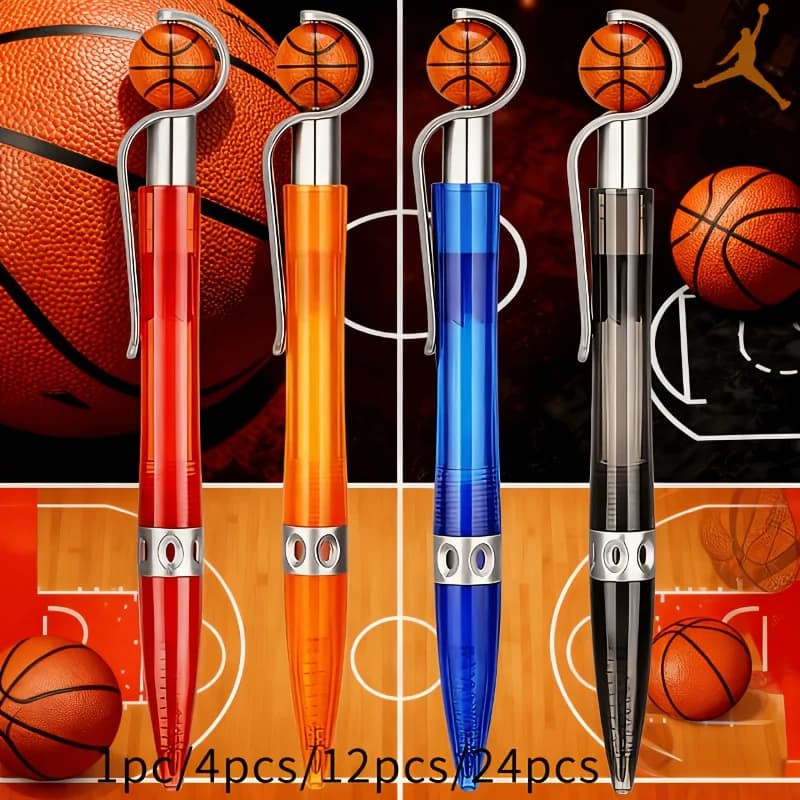 Penne da basket 4 pezzi/8 pezzi, penne a sfera rotonde sportive, penne fantastiche, forniture per studenti, cancelleria, scuola, ufficio