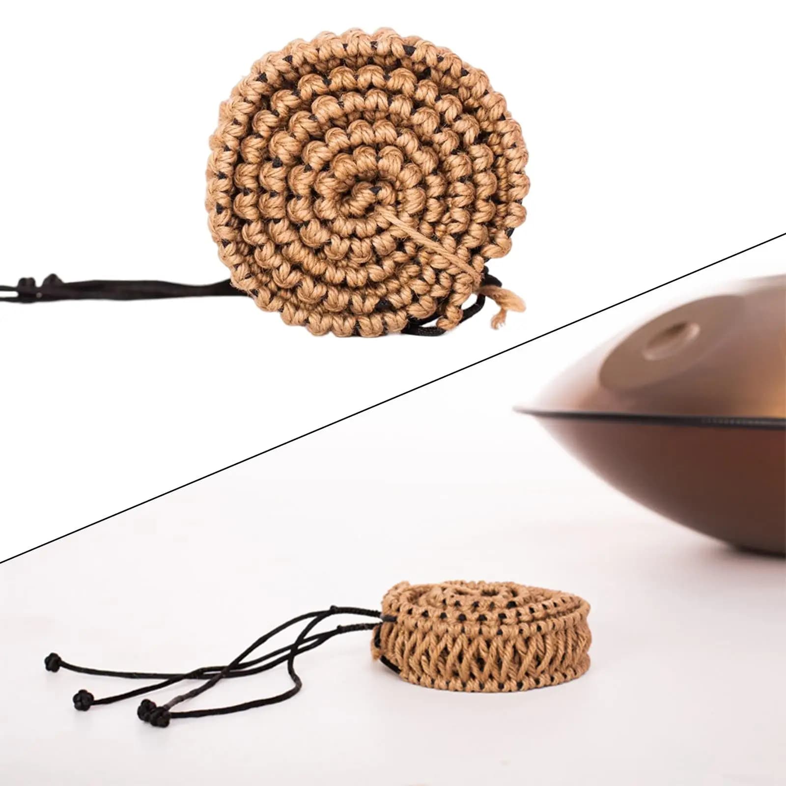 Anelli avvolgenti borsa protettiva Handpan decorazione corda intrecciata in Rattan per tamburo a mano