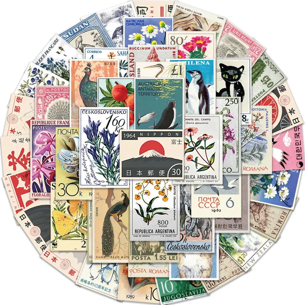 50PCS Cartoon Retro Japanese Stamps Graffiti Stickers for Bicycle Hand Account Pencil Case Decals ( Anime Worlds Store)