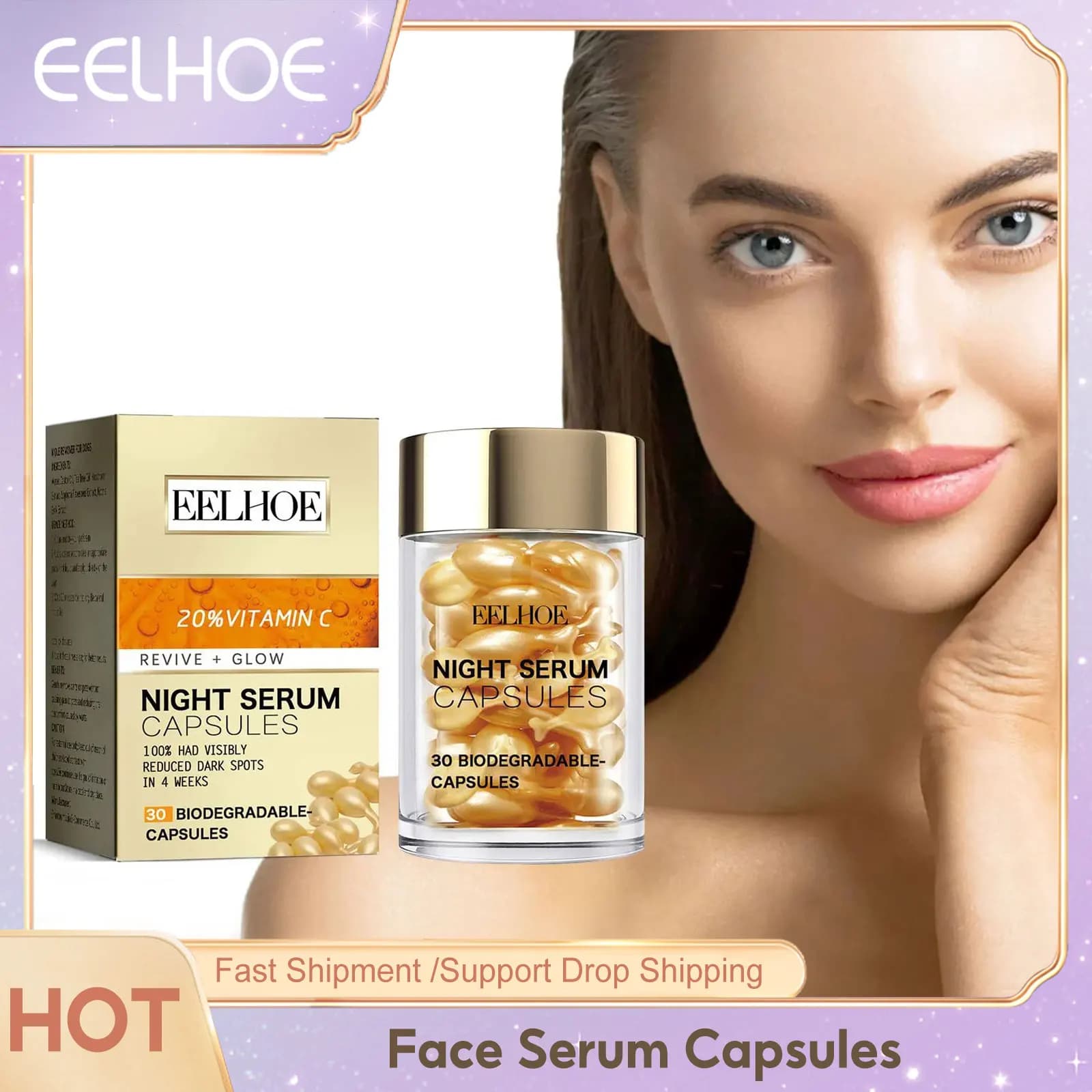 Vitamin C Capsula for Face Hydrating Serum Anti Aging Removal of Wrinkles Dark Macchie Repair Acne Skin Rejuvenation Essence Capsules